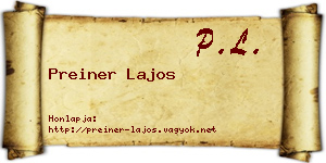 Preiner Lajos névjegykártya